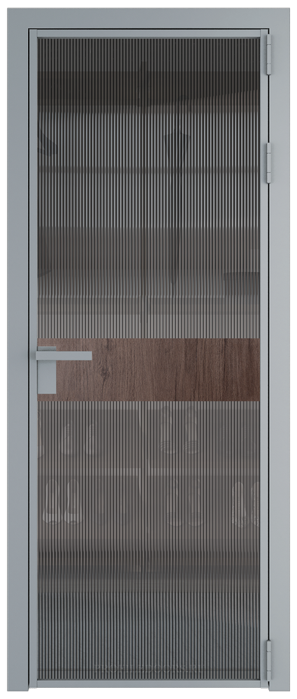 6 AG стекло Мору тонированное цвет профиля Серебро вставка Дуб Тобакко