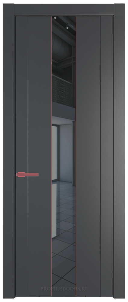 1.9P.O Графит Зеркало Grey молдинг Красный антрацит
